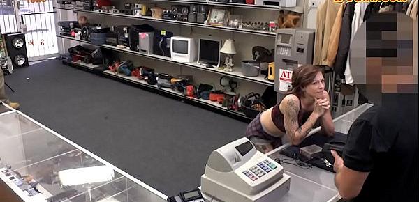  Busty tattooed woman nailed by pawn dude
